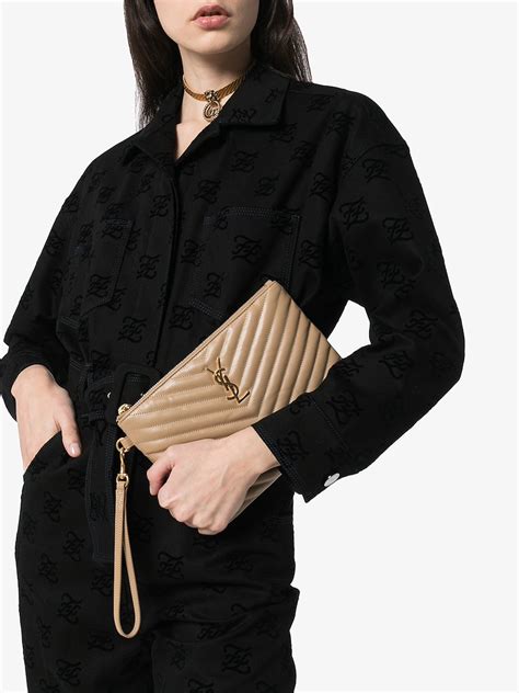 ysl clutch monogram wear|ysl monogram clutch dark beige.